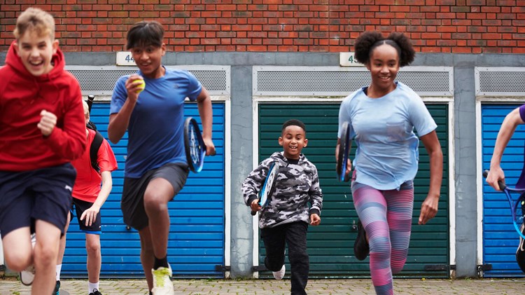 Kids running towards camera