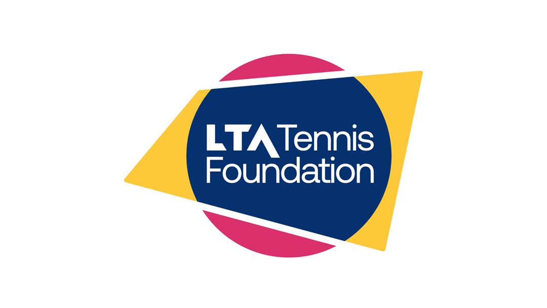 A purple, blue, and yellow logo featuring the words 'LTA Tennis Foundation' in the middle of a circle