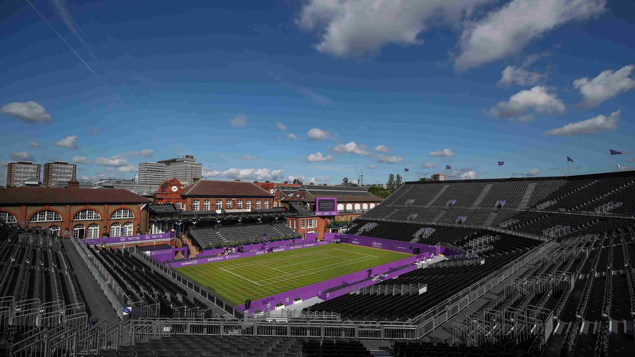 Empty stands at the cinch Championships at Queen's Club