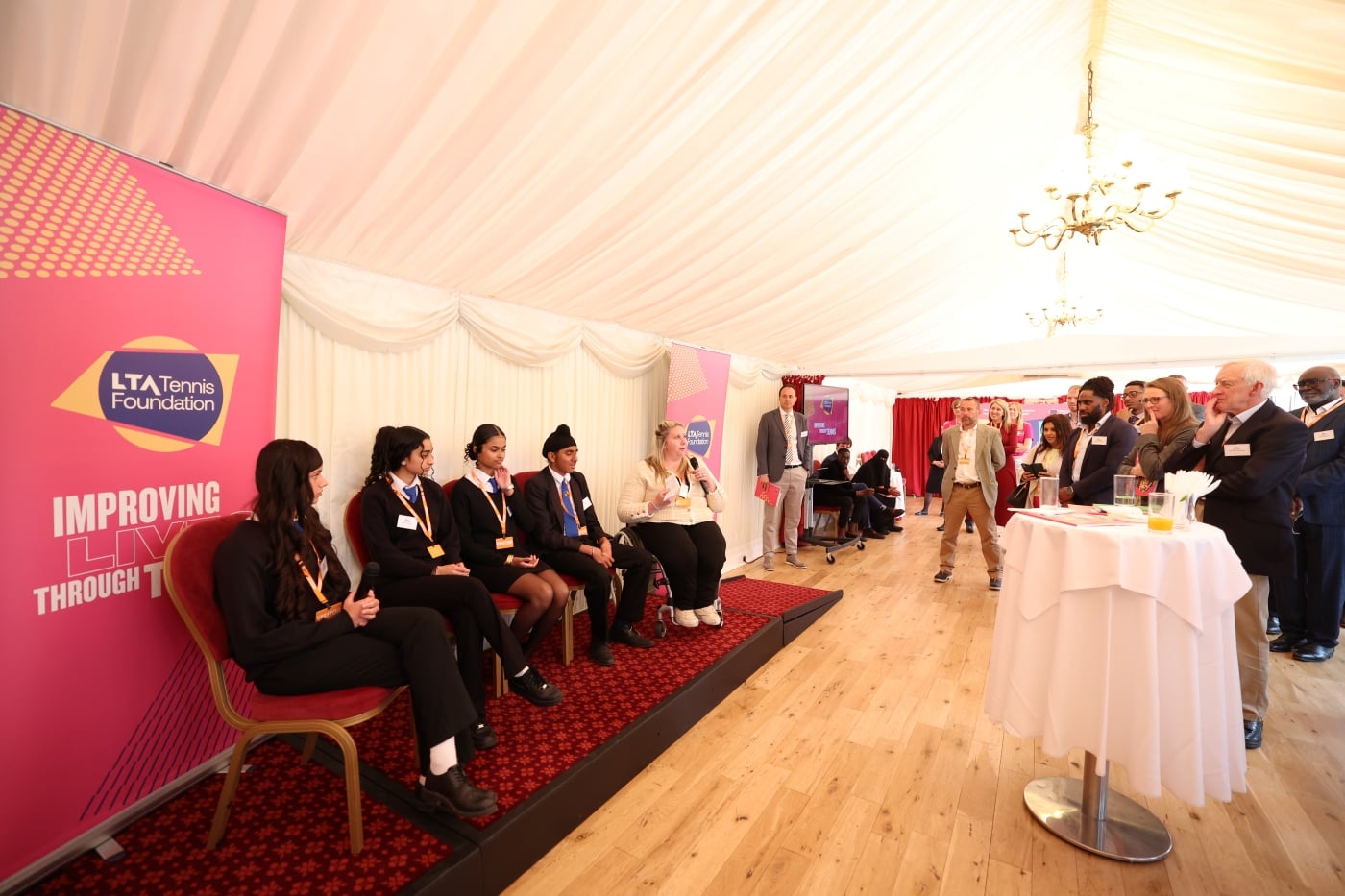 A panel of students at the LTA TF reception